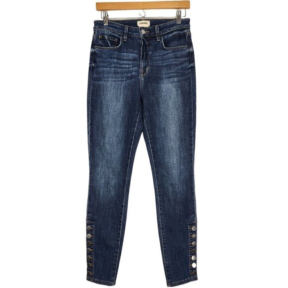 L'AGENCE Piper Skinny High Rise Jeans Size 27 Button Ankle Cuffs Stretch - Picture 1 of 11